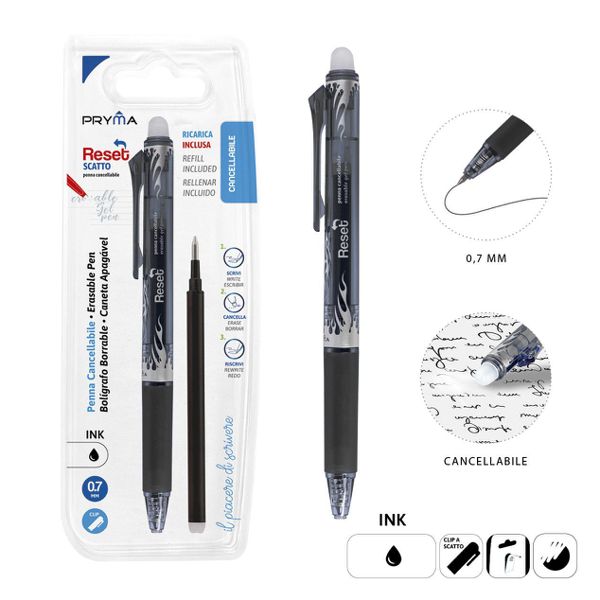 Boligrafo borrable 0.7mm + recambio negro