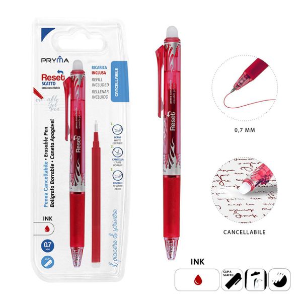 Boligrafo borrable 0.7mm + recambio rojo