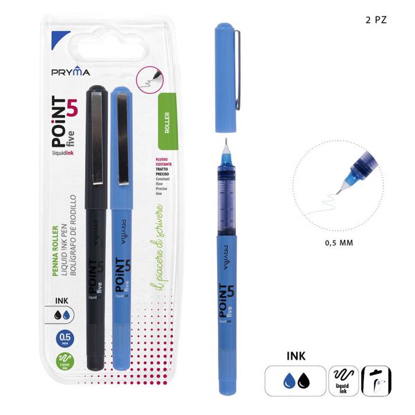Boligrafo punta fina 0.5mm 2pz negro-azul