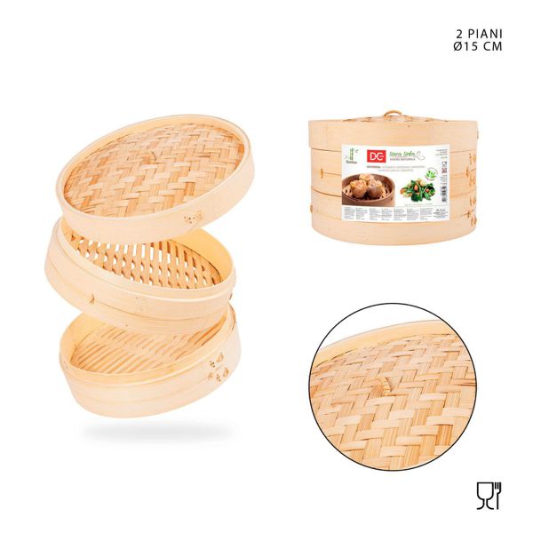 Vaporera bambu 2niveles 15cm