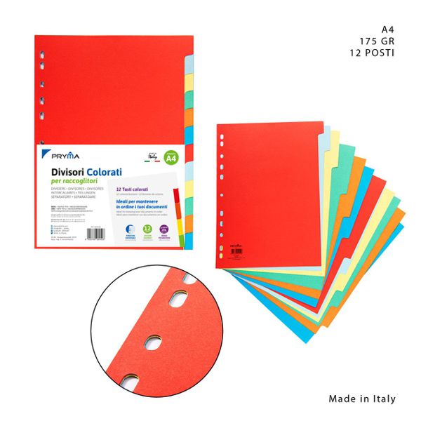 Separadores plastico de archivos a4 175g 12uni