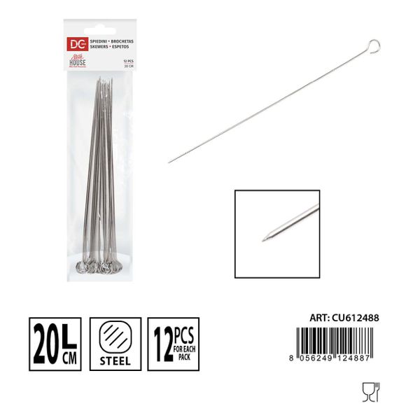 Brochetas acero 20cm 12pz