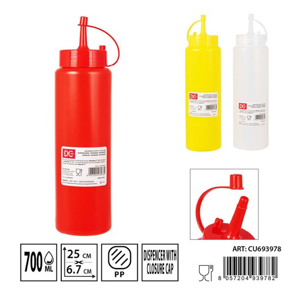 Bote dispensador salsa 25x6,7cm 700ml