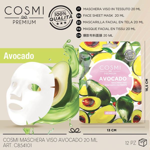 Mascarilla facial de tela con avocado