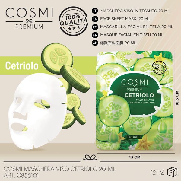 Mascarilla facial de tela con pepino
