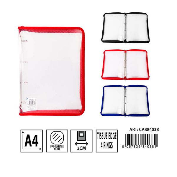 Carpeta 4 anillas con cremallera a4