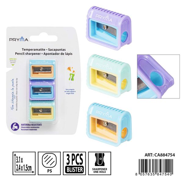 Sacapuntas 1 agujero 3,1x2,4x1,5 cm 3uds