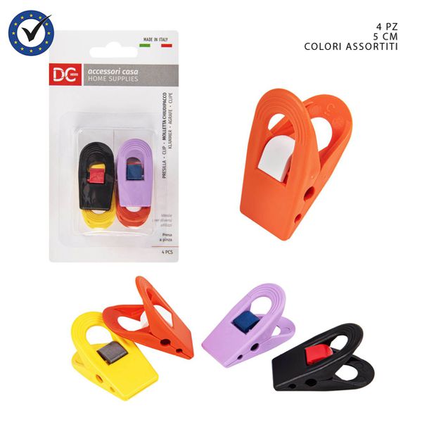 Clips cierra bolsas plast. 5cm 4pz