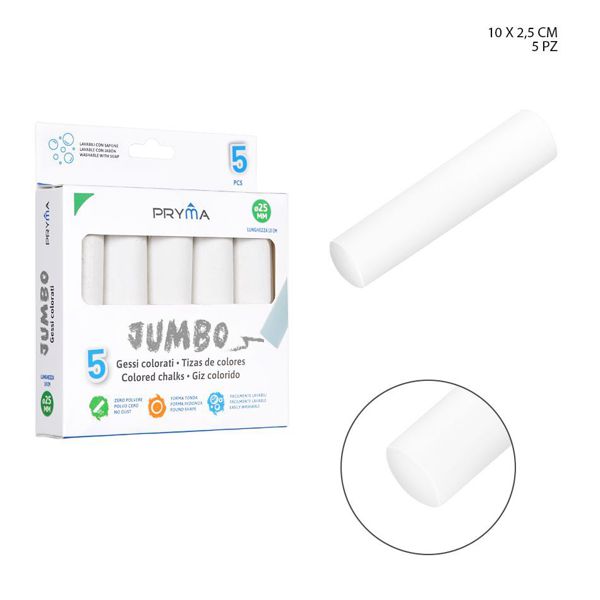 Tiza jumbo 10x2,5cm 5pz blanco