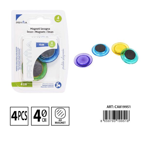 Imanes de colores para pizarra 4cm 4uds.