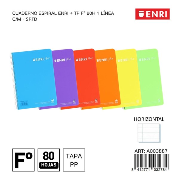 Cuaderno t.plástico fº 80h 1 línea c/m -