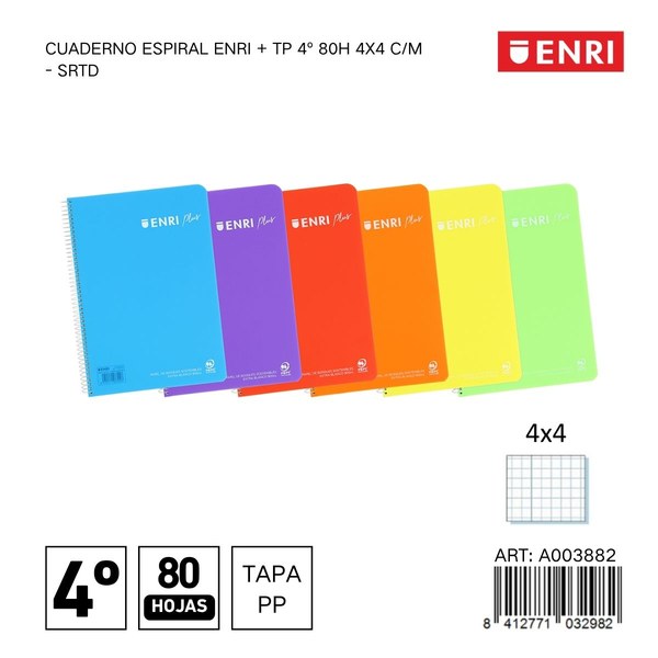 Cuaderno t.plástico 4º 80h 4x4 c/m - sur