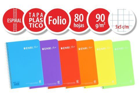 Cuaderno bloc enri t.plastic fº 80h 5x5
