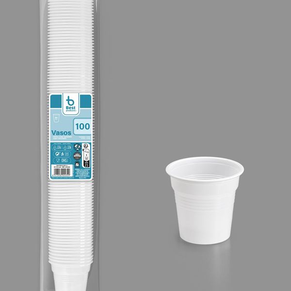 S/100 vaso reutilizable blanco 80 cc pp