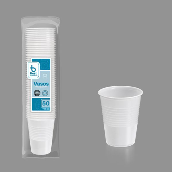 S/50 vaso reutilizable blanco 200 cc pp