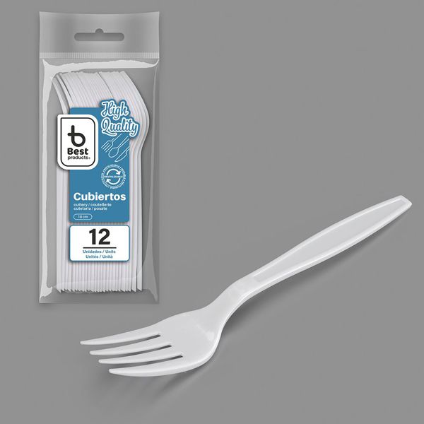 S/12 tenedor reut. blanco a/c 18 cm