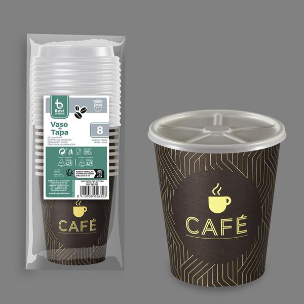 S/8 vaso cartón café + tapa 250 cc