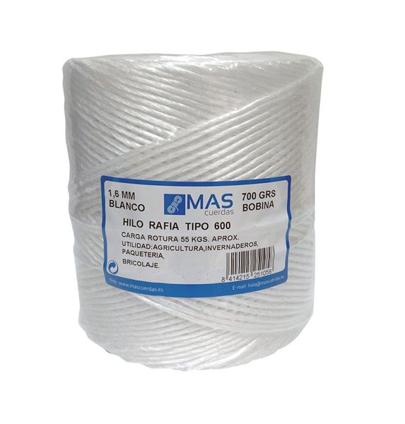 Hilo rafia t600 bobina 700grs blanca