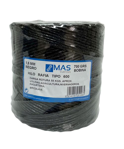 Hilo rafia t600 bobina 700grs negra