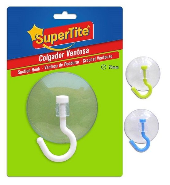 Colgador ventosa pvc 3col,75mmbli(10/120