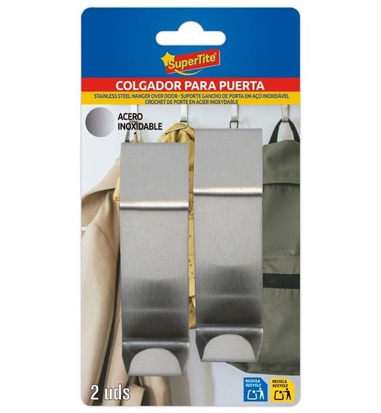 Perchero puerta inox, bl.2uds (12/144)