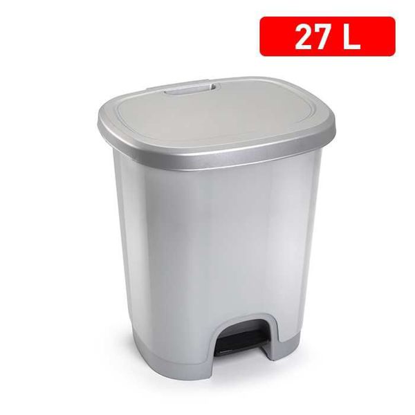 Cubo 27l pedal plata