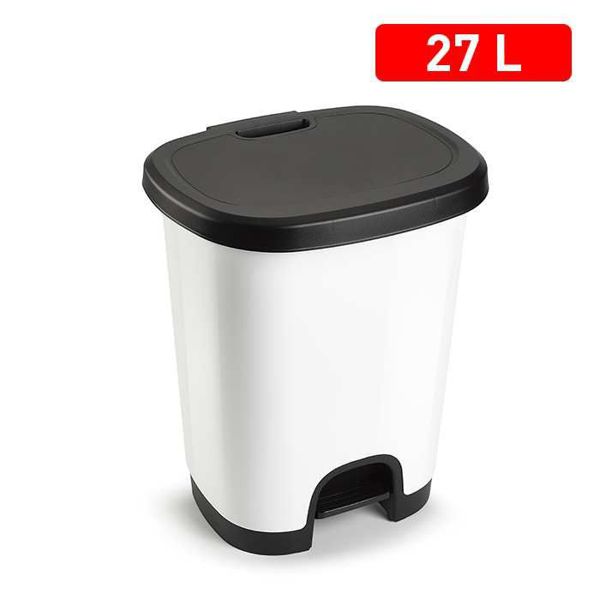 Cubo pedal 27 l black blanco