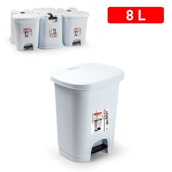 Cubo pedal 8 l color blanco