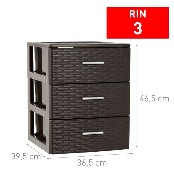 Cajonera rin rattan 3 cajones