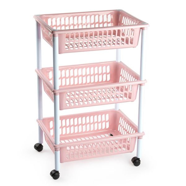 Carrito 3 cestas rosa palo