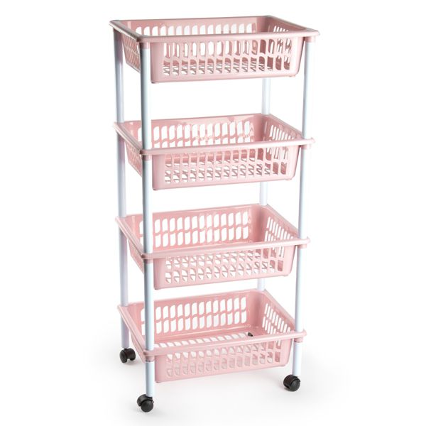 Carrito 4 cestas rosa palo