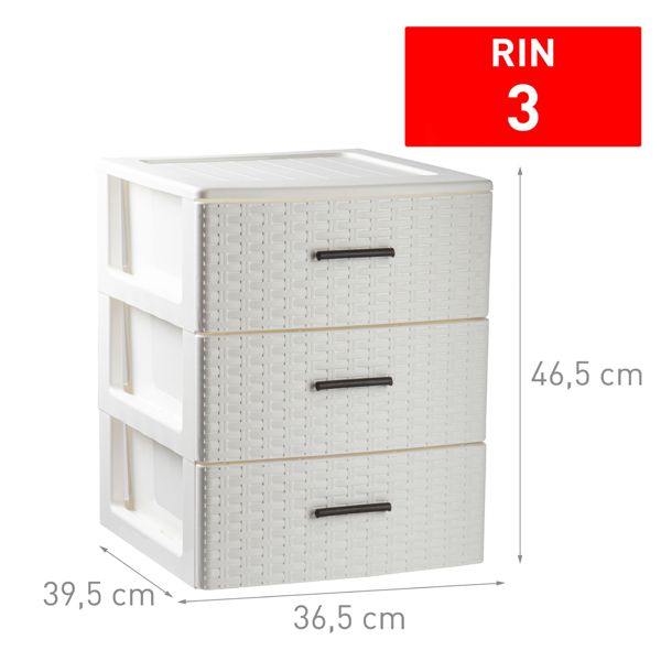 Cajonera rattan 3 cajones blanco