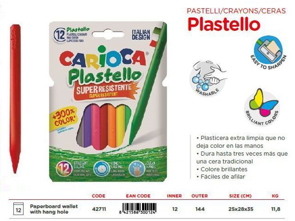 Bcarton 12 plasticeras cariocacolor