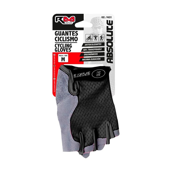 Guante de ciclismo adulto "absolute" rmbikes talla l color negro ( 8)