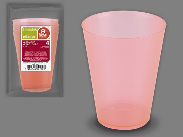 S/4 vaso reutilizable rosa a/c 500 cc pp