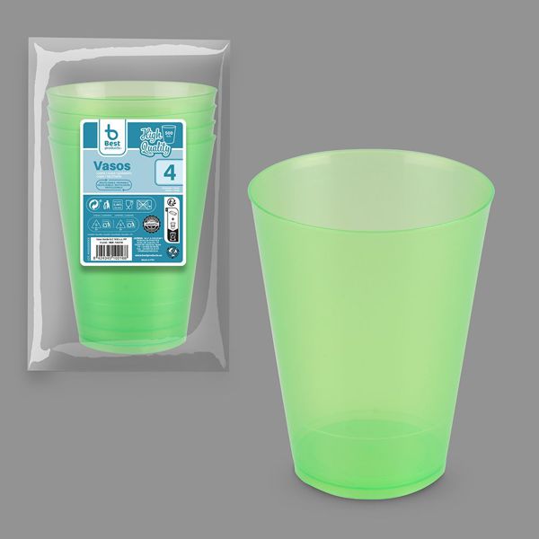 S/4 vaso reutilizable verde a/c 500cc pp
