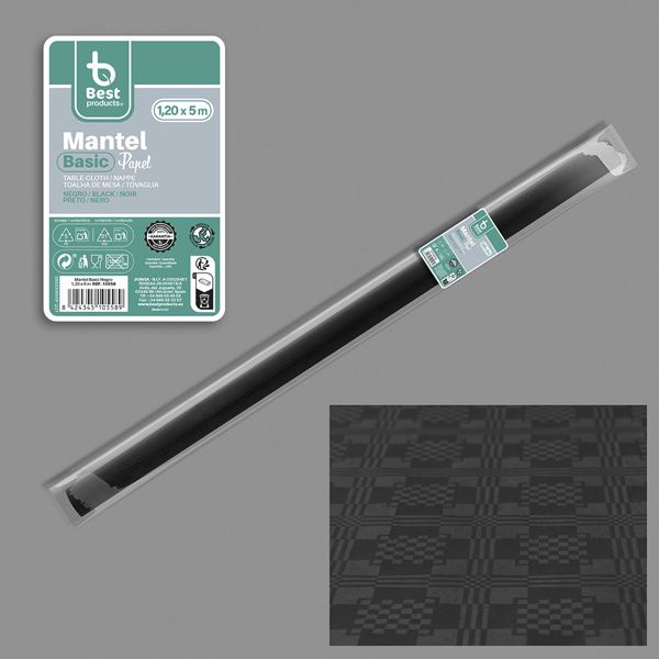 Rollo mantel basic negro 5 x 1,2 m