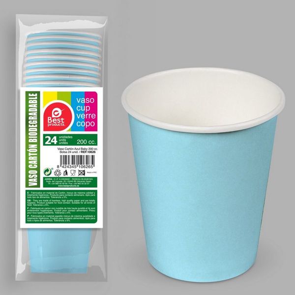 S/24 vaso cartón azul baby 200 cc