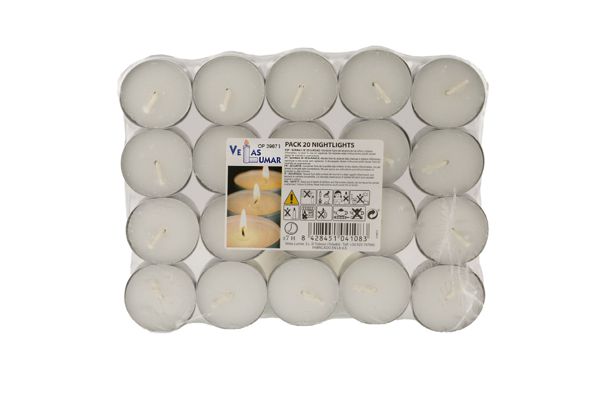 Pack 20 Tealights Doble 7 h.