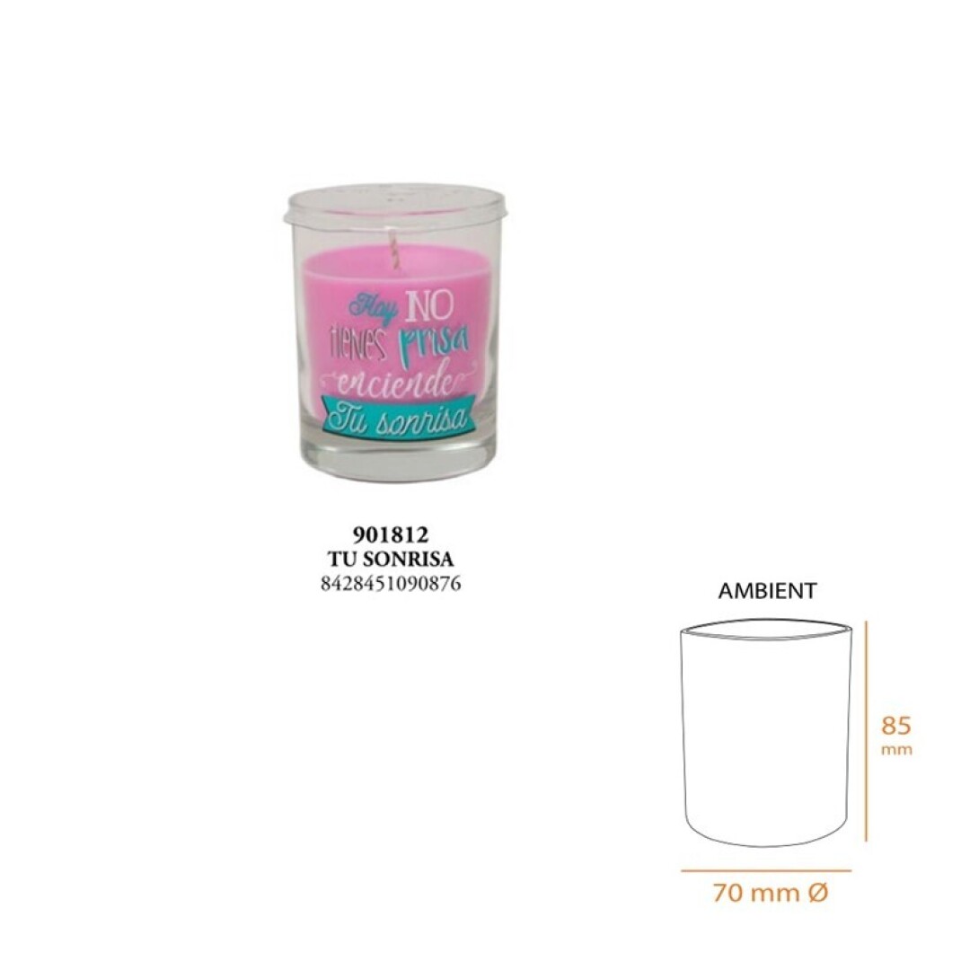 Vela vaso perf mensaje tu sonrisa
