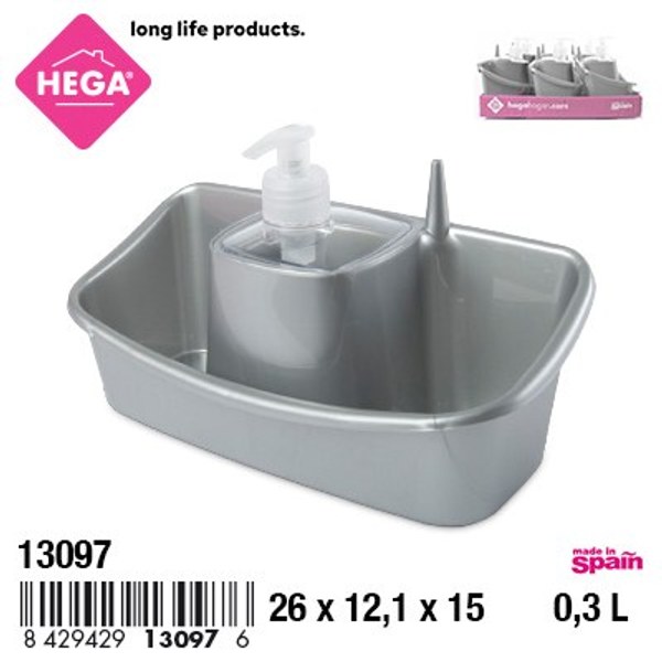 Estropajero sella con dispensador de jabon. gris