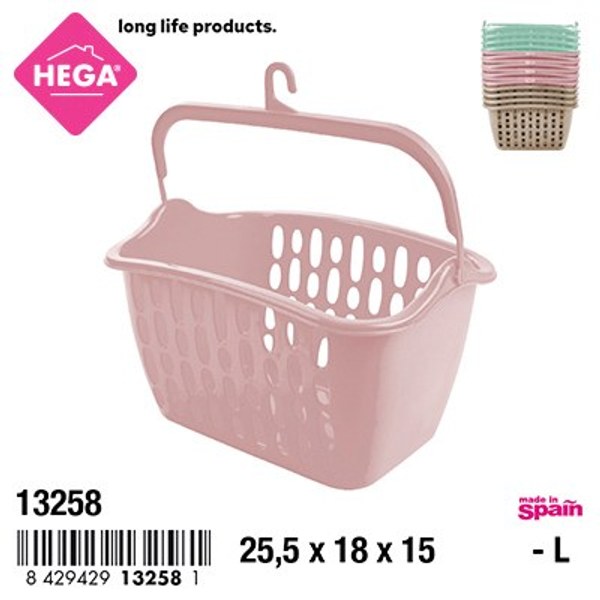 Cesta de pinzas nilo rectangular con asa. surtido pastel