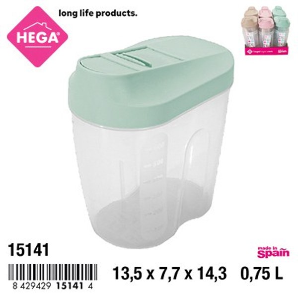 Tarro venecia oval graduado 0,75 l. surtido pastel