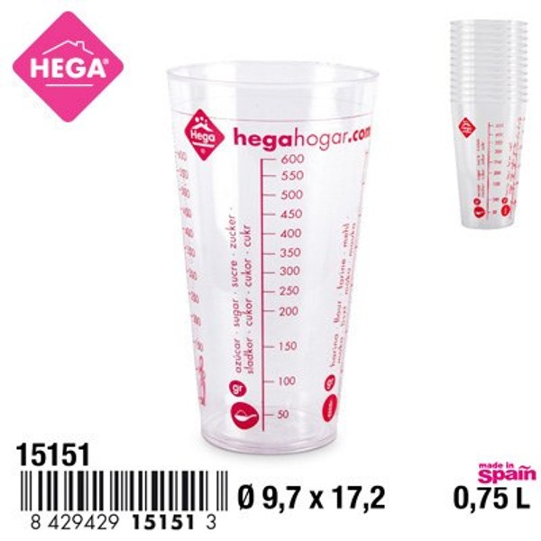 Vaso medidor viena luxe decor escala 0,75 l.