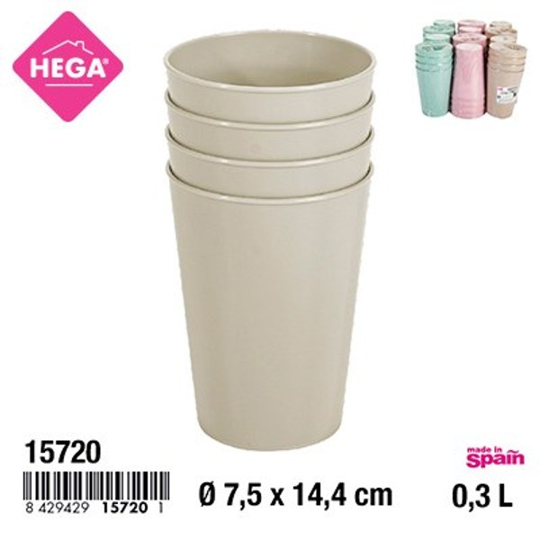 Pack 4 vaso jovi 0,3 l. surtido pastel