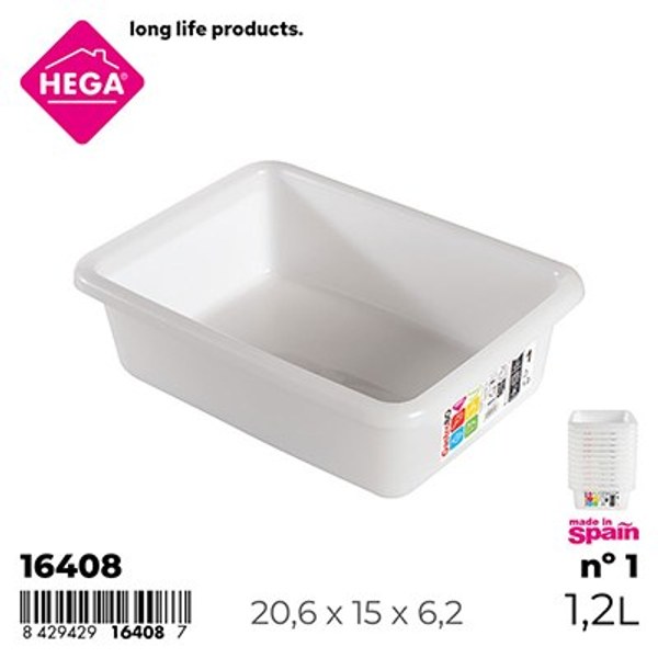 Bandeja gastrobox nº1 rectangular 1.2 l.