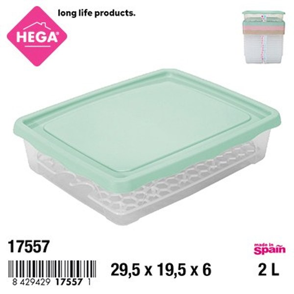 Descongelador practic rectangular con rejilla y tapa 2 l.