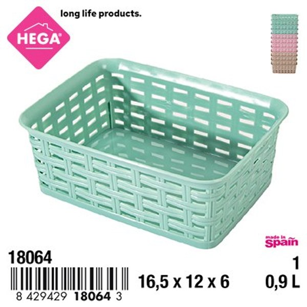 Bandeja multiusos rectangular nº1 rattan line 0,9 l. surtido pastel