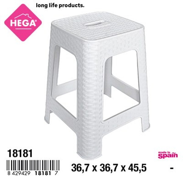 Taburete rattan line 45,5 cm. blanco