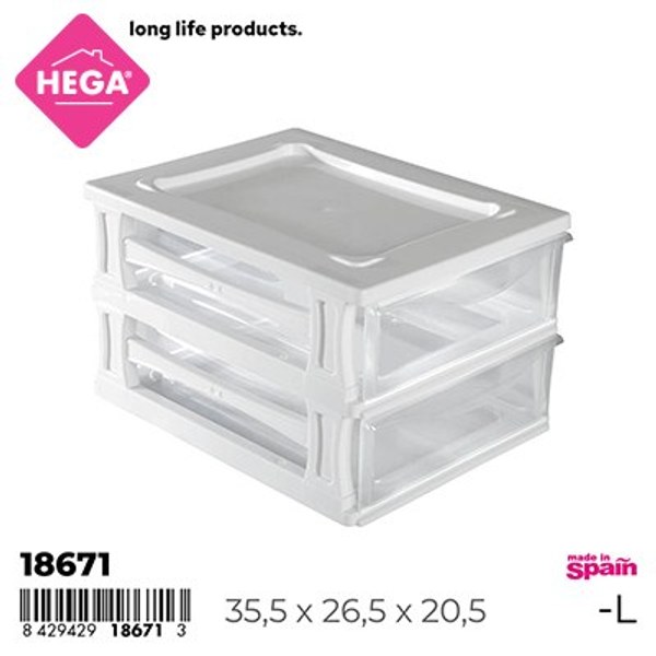 Cajonera kremlin multicombi 2 cajones blanco transparente